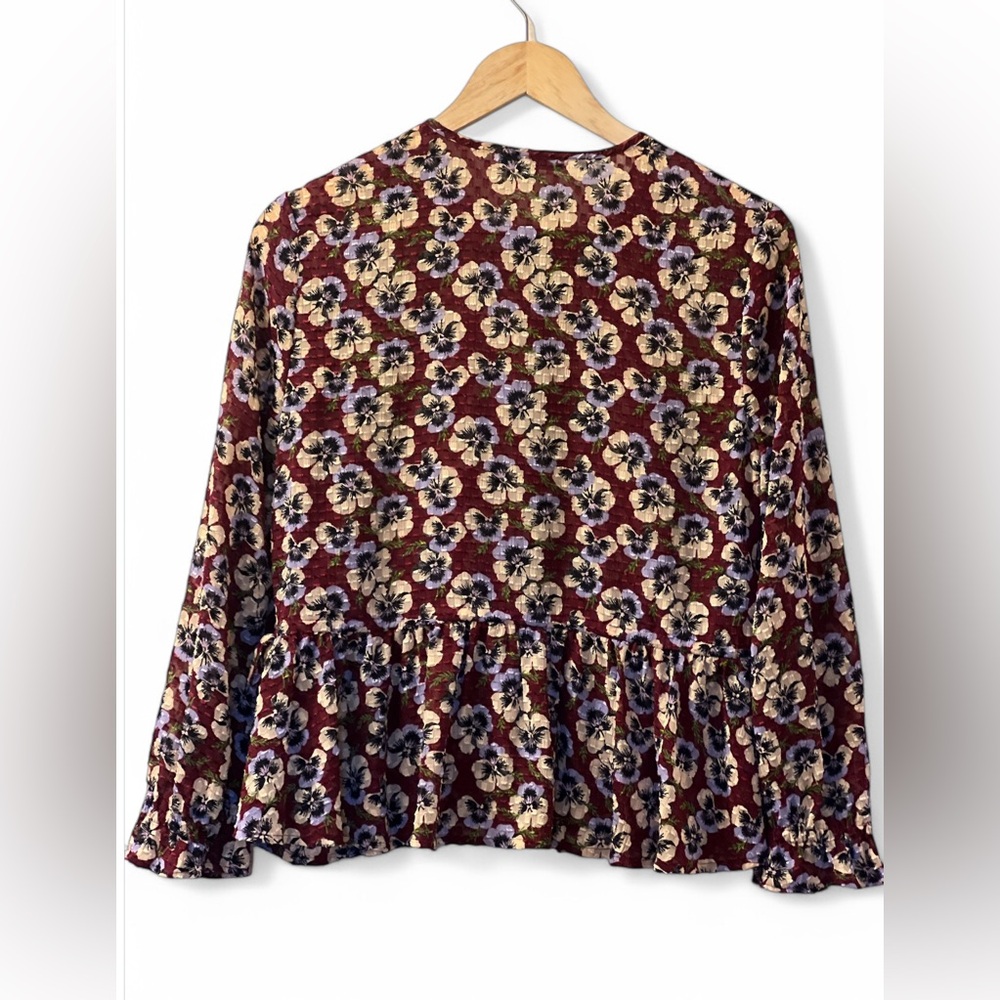 Madewell Drawstring Ruffle-Hem Top in Viola Floral - Picture 12 of 13